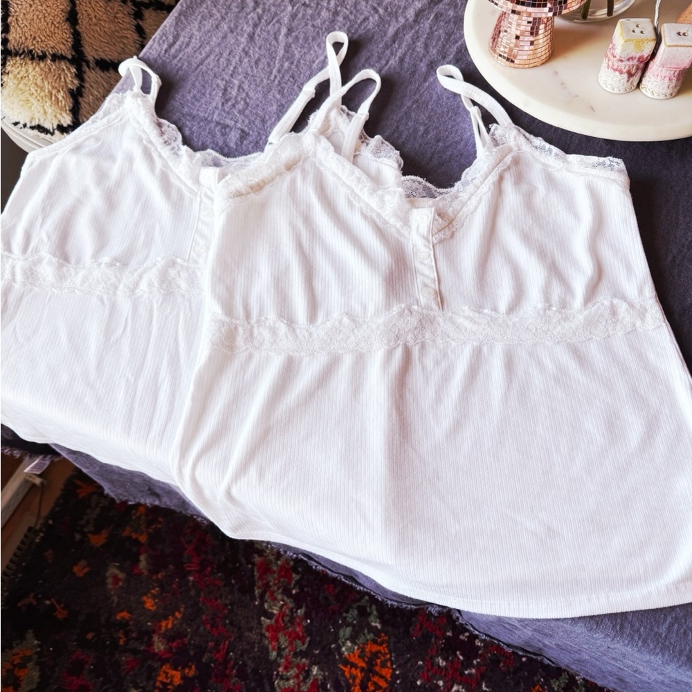 2 torrid White Ribbed Lace-Trim Cami’s - Picture 6 of 8
